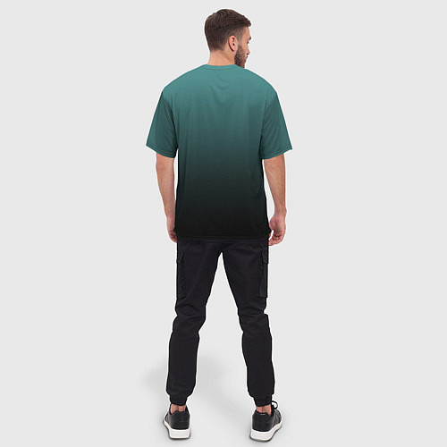 Мужская футболка оверсайз Градиент зелено-черный / 3D-принт – фото 4
