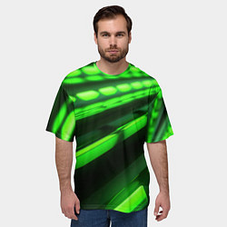Футболка оверсайз мужская Green neon abstract, цвет: 3D-принт — фото 2