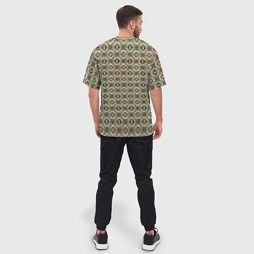 Мужская футболка оверсайз Золотисто-коричневая симметрия / 3D-принт – фото 4