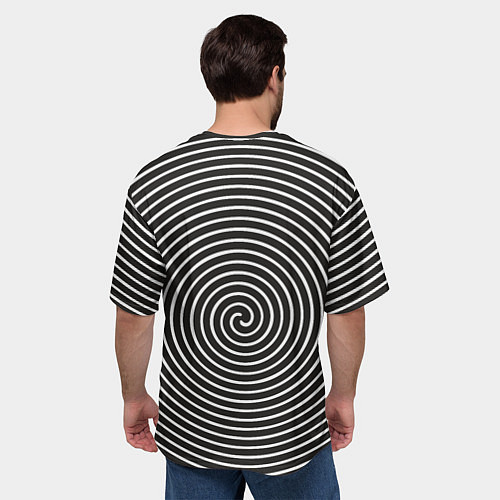 Мужская футболка оверсайз Оптическая спираль / 3D-принт – фото 4