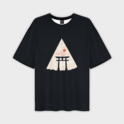 Мужская футболка оверсайз Японские ворота Тории в горах