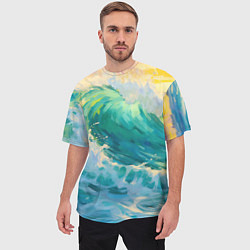Футболка оверсайз мужская Нарисованные волны моря, цвет: 3D-принт — фото 2