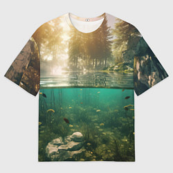 Мужская футболка оверсайз Поводный мир и рыбы