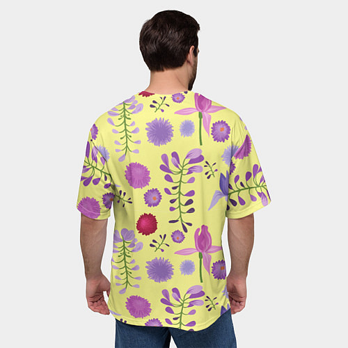 Мужская футболка оверсайз Фиолетовый цветник / 3D-принт – фото 4