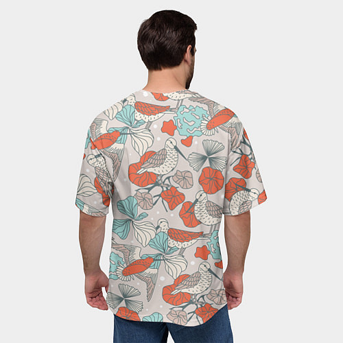 Мужская футболка оверсайз Птички и маки / 3D-принт – фото 4