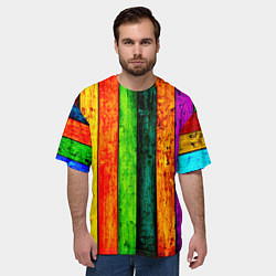 Футболка оверсайз мужская Цветной забор, цвет: 3D-принт — фото 2