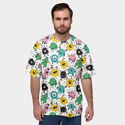 Футболка оверсайз мужская Весёлые монстры, цвет: 3D-принт — фото 2