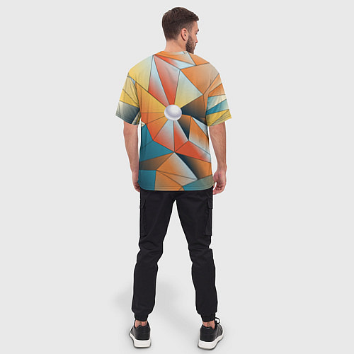 Мужская футболка оверсайз Жемчужина - градиент из полигональных треугольнико / 3D-принт – фото 4