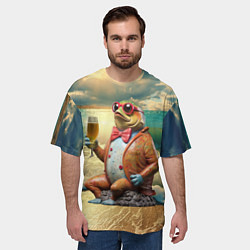 Футболка оверсайз мужская Карп на берегу пьет пиво, цвет: 3D-принт — фото 2