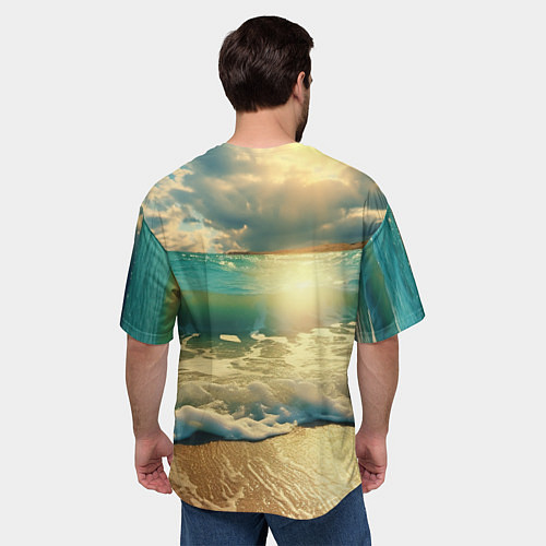 Мужская футболка оверсайз Карп на берегу пьет пиво / 3D-принт – фото 4