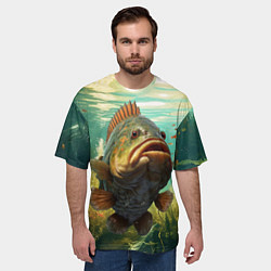 Футболка оверсайз мужская Карп в озере, цвет: 3D-принт — фото 2