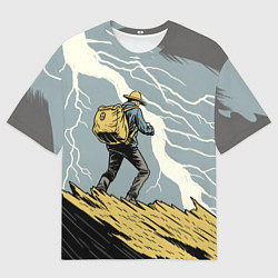 Футболка оверсайз мужская Дурак на горе ловит молнию, цвет: 3D-принт