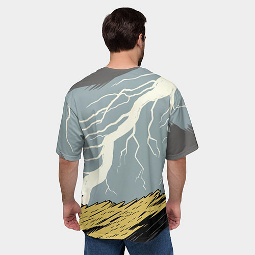 Мужская футболка оверсайз Дурак на горе ловит молнию / 3D-принт – фото 4