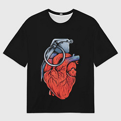 Футболка оверсайз мужская Сердце гараната, цвет: 3D-принт
