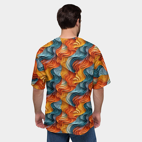 Мужская футболка оверсайз Волны ярких красок / 3D-принт – фото 4