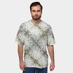 Футболка оверсайз мужская Мягкие белые абстрактные цветы, цвет: 3D-принт — фото 2