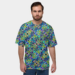 Футболка оверсайз мужская Психоделические цветочки, цвет: 3D-принт — фото 2