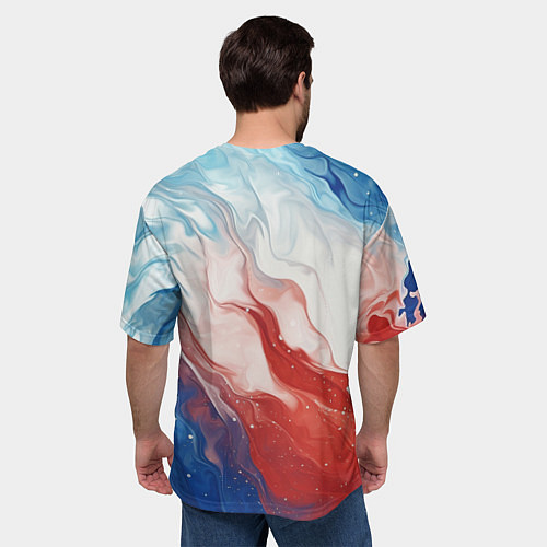 Мужская футболка оверсайз Белый синий красный / 3D-принт – фото 4