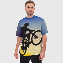 Футболка оверсайз мужская Прыжок велосипедиста, цвет: 3D-принт — фото 2