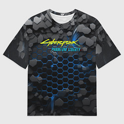 Футболка оверсайз мужская Cyberpunk 2077 phantom liberty blue, цвет: 3D-принт
