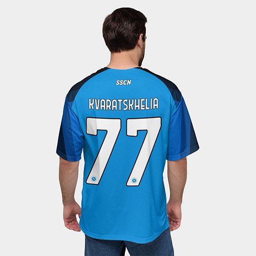 Мужская футболка оверсайз Хвича Кварацхелия ФК Наполи 77 / 3D-принт – фото 4