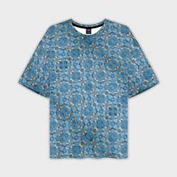 Мужская футболка оверсайз Голубые незабудки текстура дерева