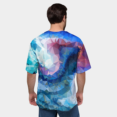 Мужская футболка оверсайз Blue mosaic / 3D-принт – фото 4
