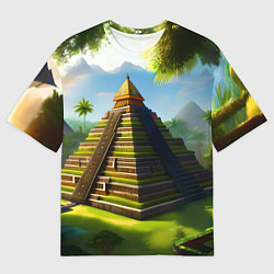 Мужская футболка оверсайз Пирамида индейцев майя
