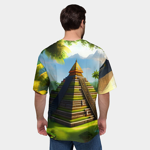 Мужская футболка оверсайз Пирамида индейцев майя / 3D-принт – фото 4