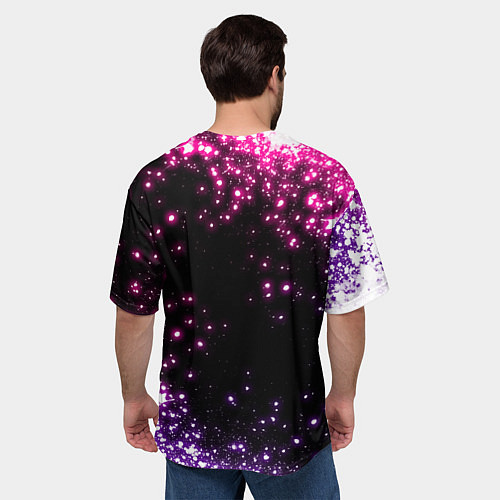 Мужская футболка оверсайз Неоновые звезды - neon / 3D-принт – фото 4