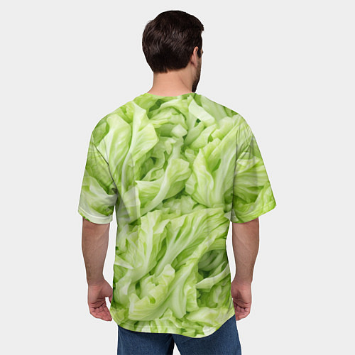 Мужская футболка оверсайз Рублю капусту нежно-зеленая / 3D-принт – фото 4
