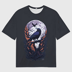 Футболка оверсайз мужская Ворон и луна от нейросети, цвет: 3D-принт