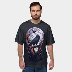 Футболка оверсайз мужская Ворон и луна от нейросети, цвет: 3D-принт — фото 2