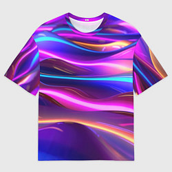 Футболка оверсайз мужская Неоновые волны, цвет: 3D-принт