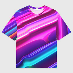 Мужская футболка оверсайз Неоновые объемные полосы