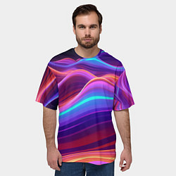 Футболка оверсайз мужская Волны из неона, цвет: 3D-принт — фото 2