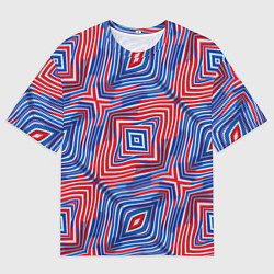 Футболка оверсайз мужская Красно-синие абстрактные полосы, цвет: 3D-принт