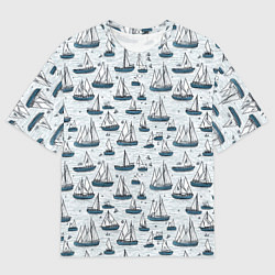 Футболка оверсайз мужская Кораблики паттерн, цвет: 3D-принт