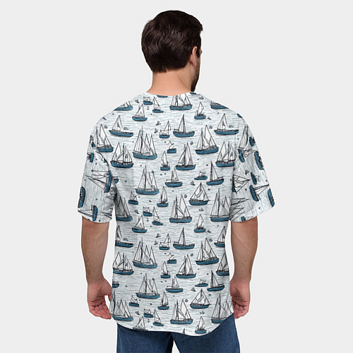 Мужская футболка оверсайз Кораблики паттерн / 3D-принт – фото 4