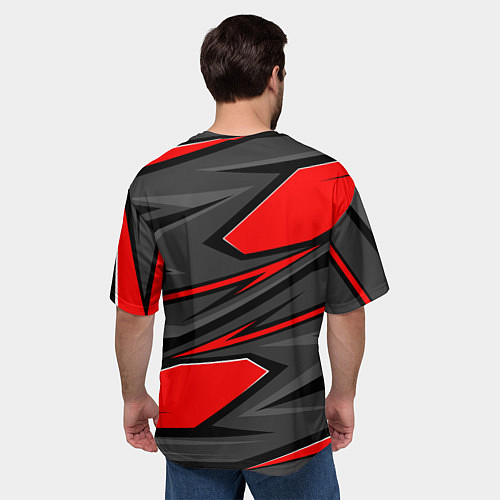 Мужская футболка оверсайз No pain no gain - красный / 3D-принт – фото 4