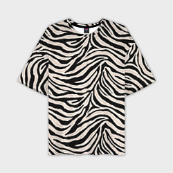 Футболка оверсайз мужская Полосатая шкура зебры, белого тигра, цвет: 3D-принт