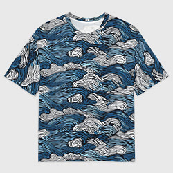 Мужская футболка оверсайз Морские волны паттерн