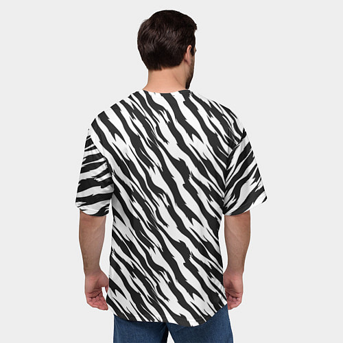 Мужская футболка оверсайз Полосатая шкура зебры / 3D-принт – фото 4