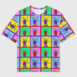 Футболка оверсайз мужская Кактусы психодел, цвет: 3D-принт