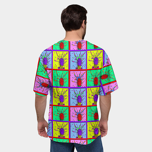 Мужская футболка оверсайз Кактусы психодел / 3D-принт – фото 4
