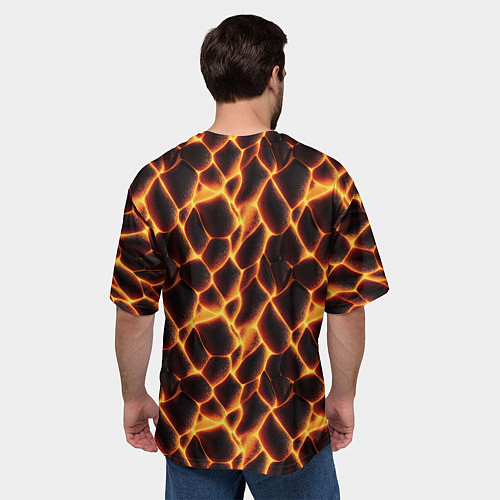 Мужская футболка оверсайз Раскалённые камни лавы / 3D-принт – фото 4