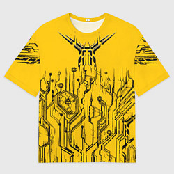 Футболка оверсайз мужская Киберпанк Yellow-Black, цвет: 3D-принт