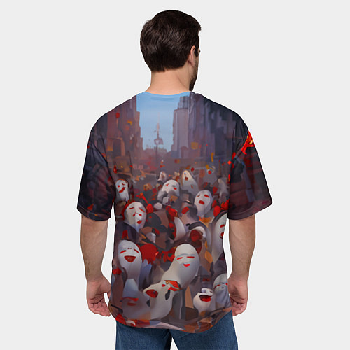 Мужская футболка оверсайз Ху тао с призраками - Геншин / 3D-принт – фото 4