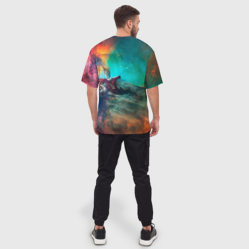 Мужская футболка оверсайз Аморфный цветастый космос / 3D-принт – фото 4