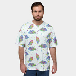 Футболка оверсайз мужская Цветные листочки, цвет: 3D-принт — фото 2